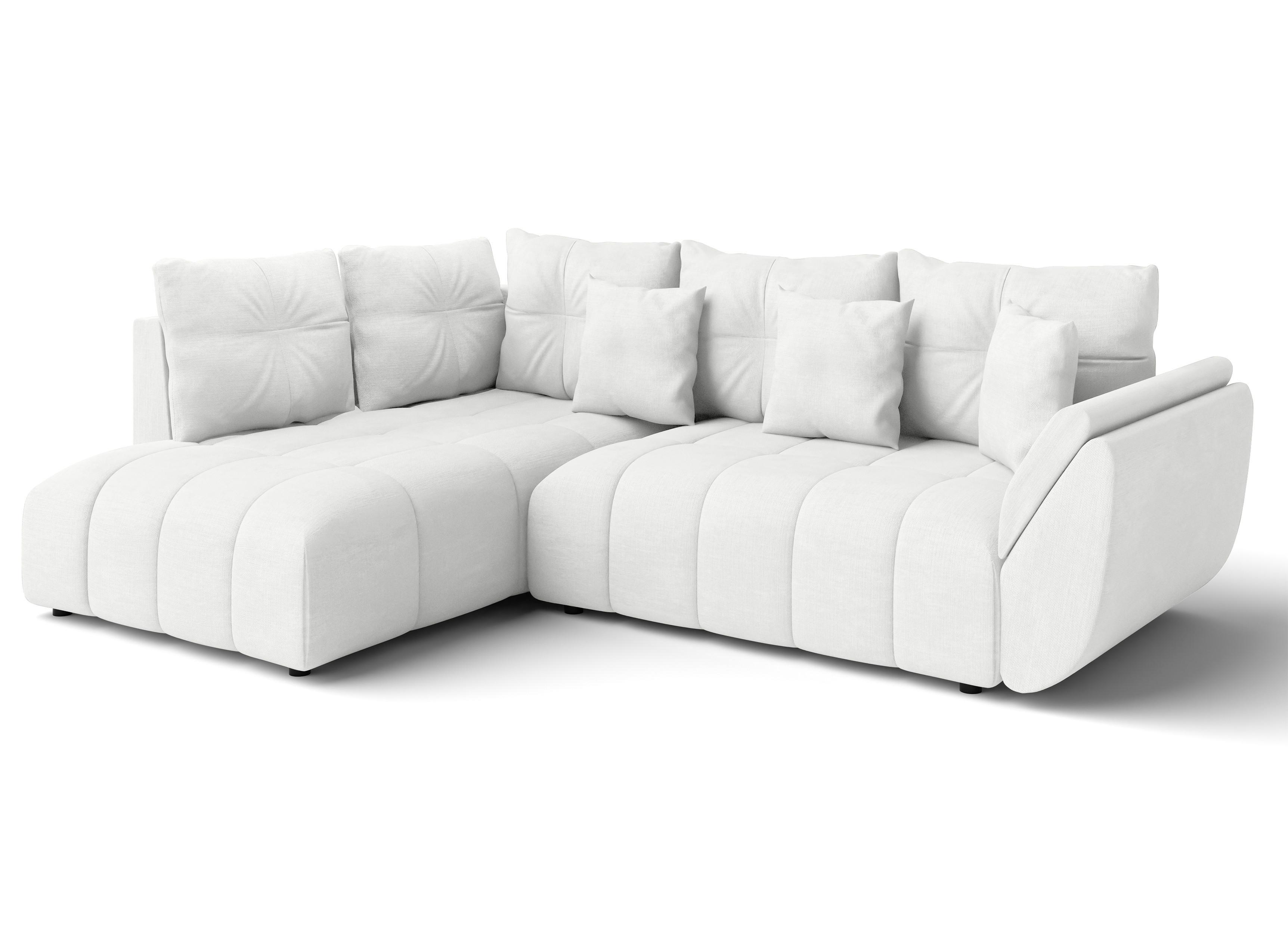 ECKSOFA L Form Corleone Weiß 268/192/96 cm mit Schlaffunktion - Schwarz/Weiß, Kunststoff/Textil (268/192cm) - AX Living