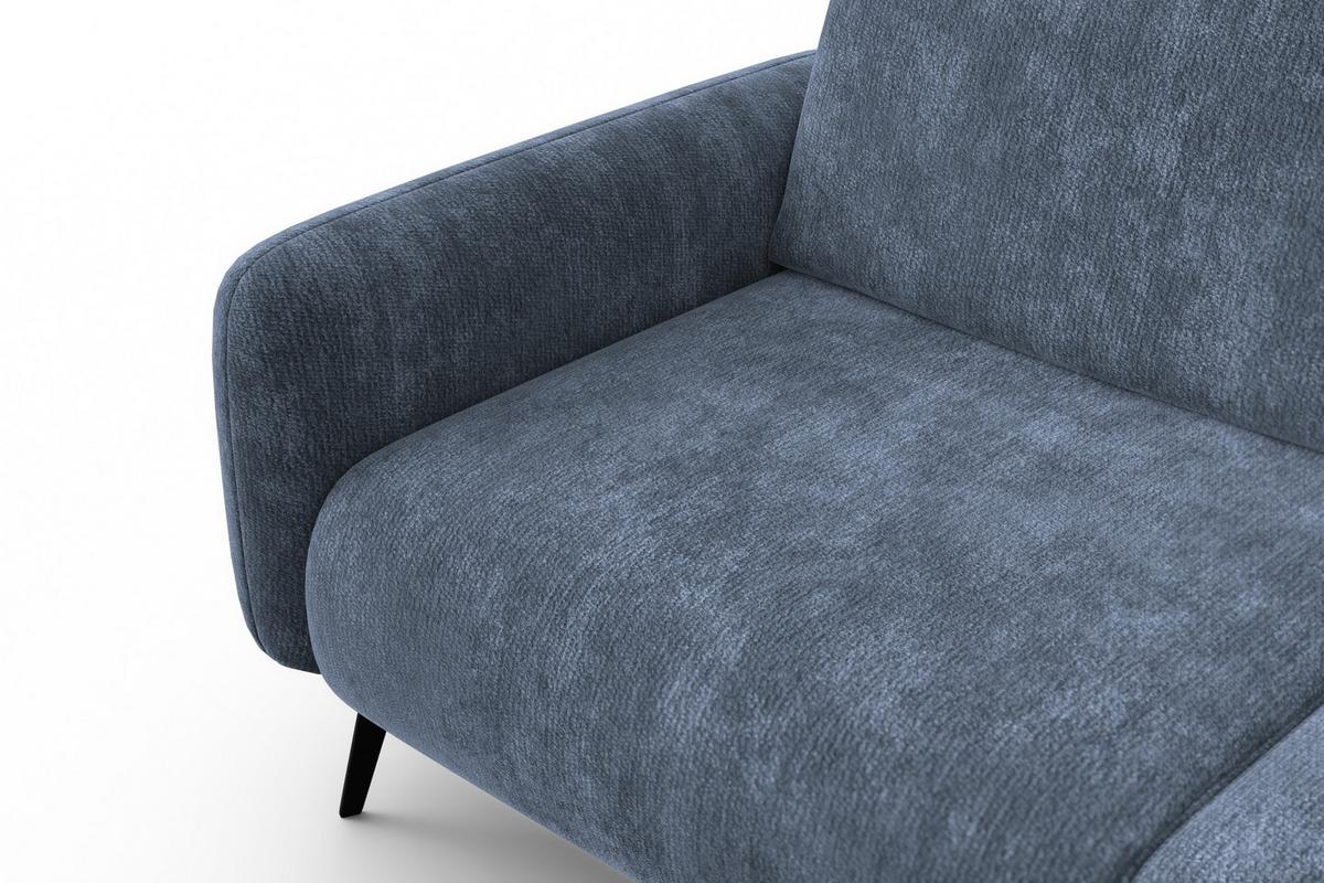 SOFA FEBE 3-Sitzer, marineblauer Chenille-Stoff - Blau/Schwarz, Holz/Textil (190/82/96cm) - Wozimo