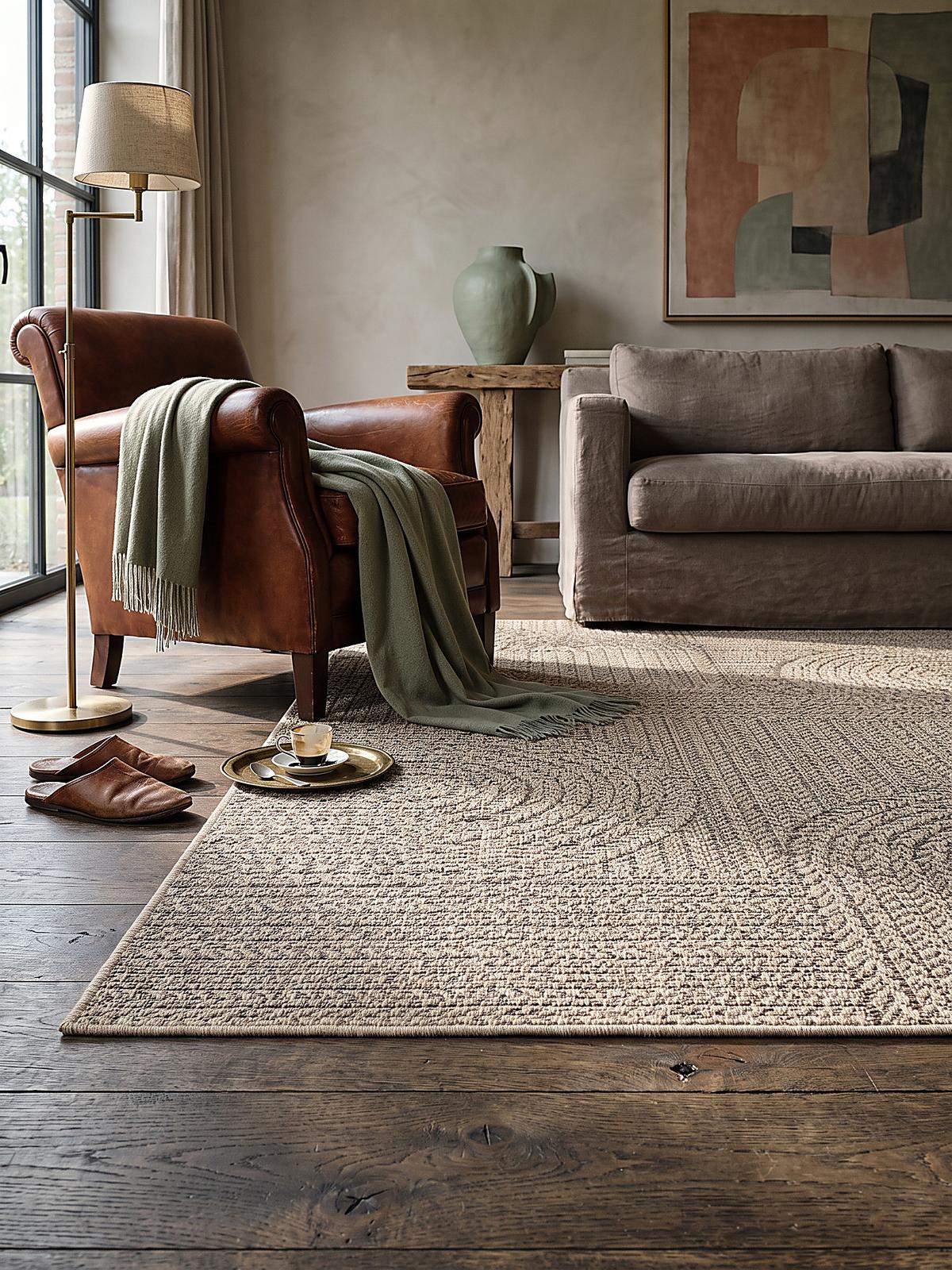 FLACHWEBTEPPICH Geometrisch CORDEV Polypropylen Natur 160 x 230 cm - Beige, Textil (160/230cm) - KADIMA DESIGN