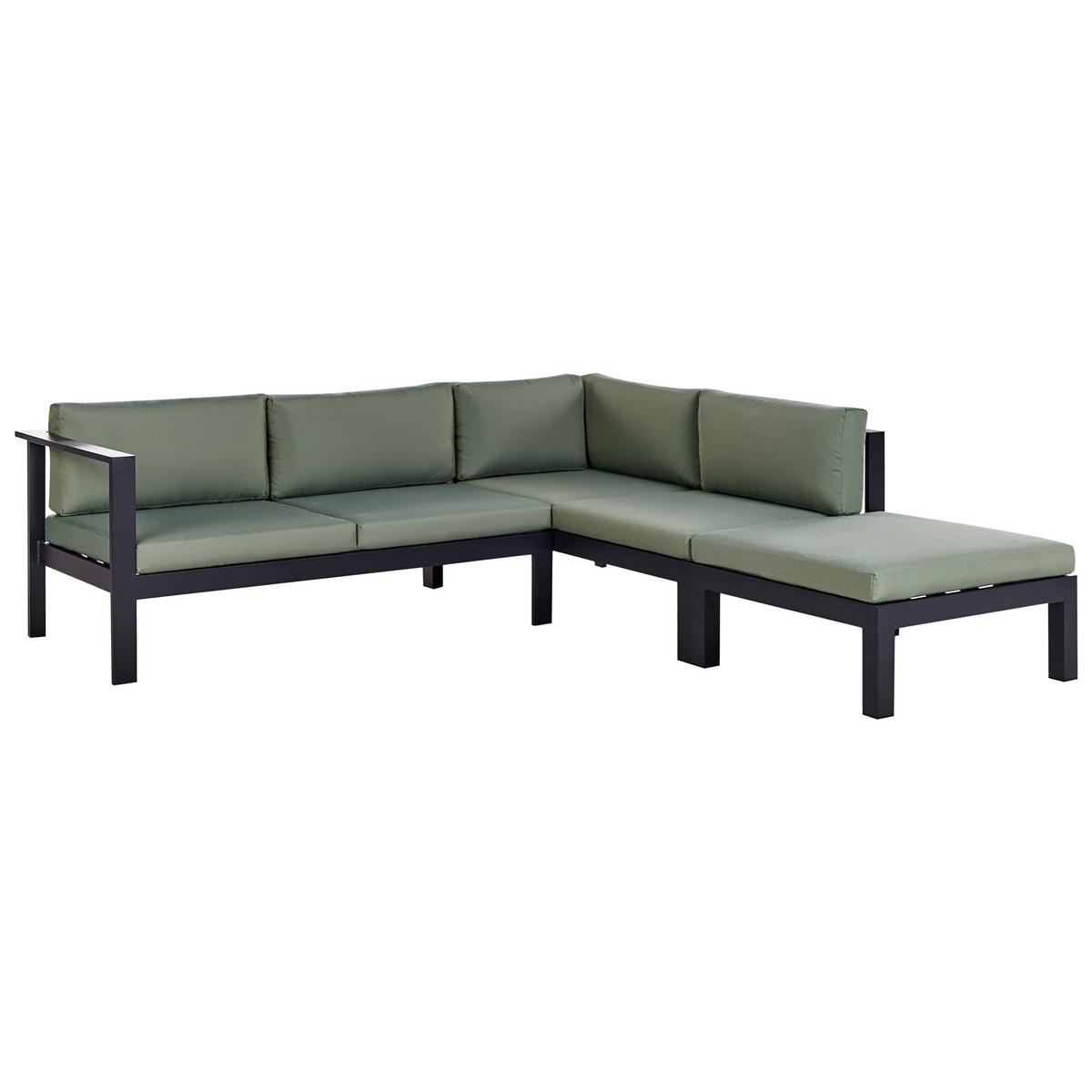 LOUNGE-SET 5-sitzer Aluminium Grün Messina - Schwarz/Grau, Metall - Beliani