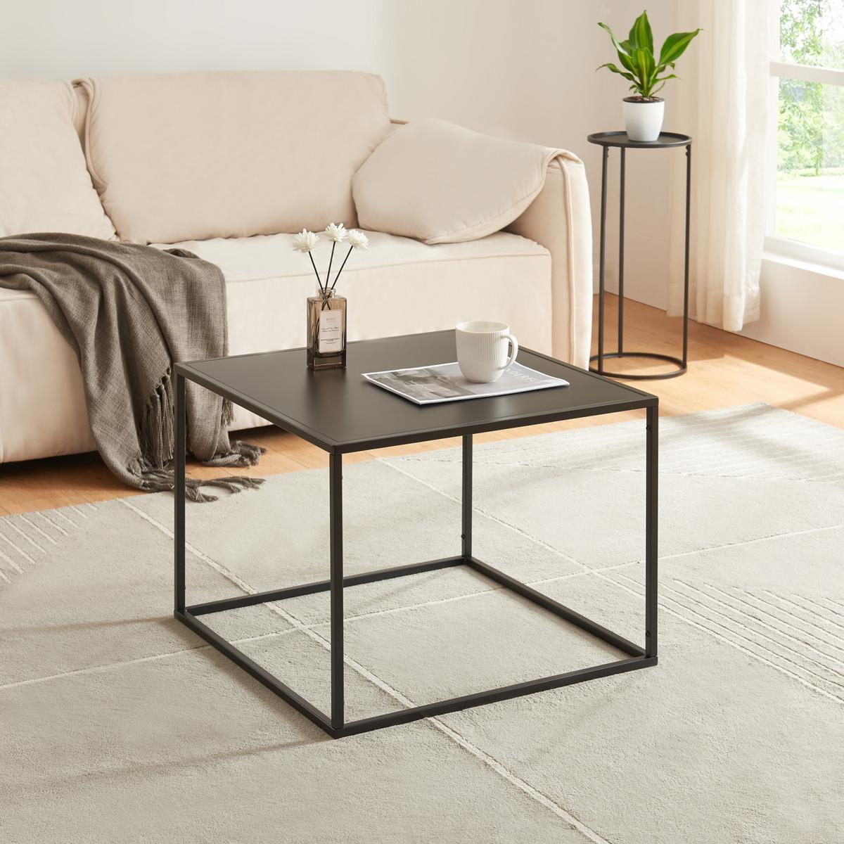 COUCHTISCH Solund 60/60/45 cm - Schwarz, Metall (60/60/45cm) - [en.casa]