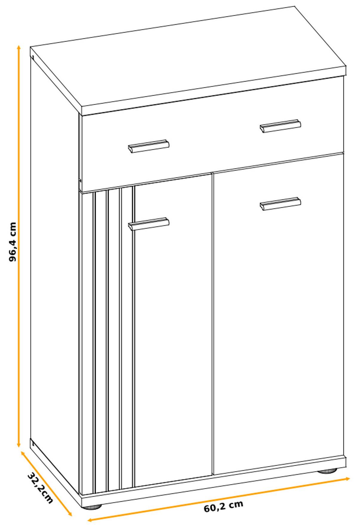 FLURKOMMODE Kaschmir, schwarz 60 x 96 cm, Flurschrank mit Streifenmuster - Kaschmir/Schwarz, Holzwerkstoff/Kunststoff (60/96/32cm) - Inn.Furn