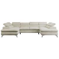 WOHNLANDSCHAFT PETER U Velvet Beige - Beige/Schwarz, Textil/Metall (346/76/208cm) - MKS
