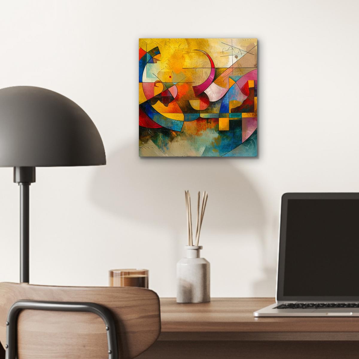 METALLBILD Kunst - Abstrakt - Modern 20x20 cm - Gelb, Metall (20/20cm) - MuchoWow