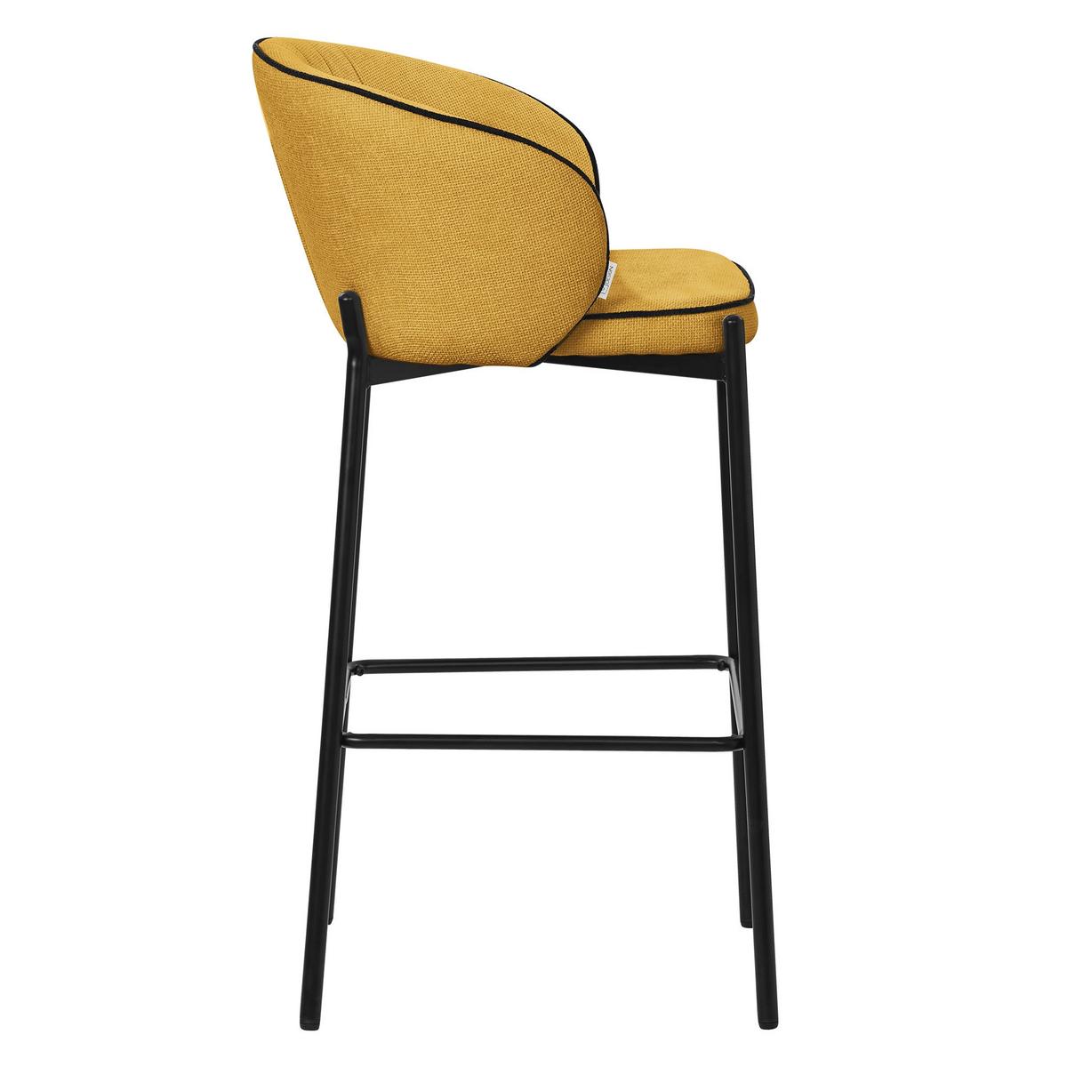 BARHOCKER 2er Set Senf mit Stoffbezug - Gelb/Schwarz, Textil/Metall (50/101/54cm) - ML-DESIGN