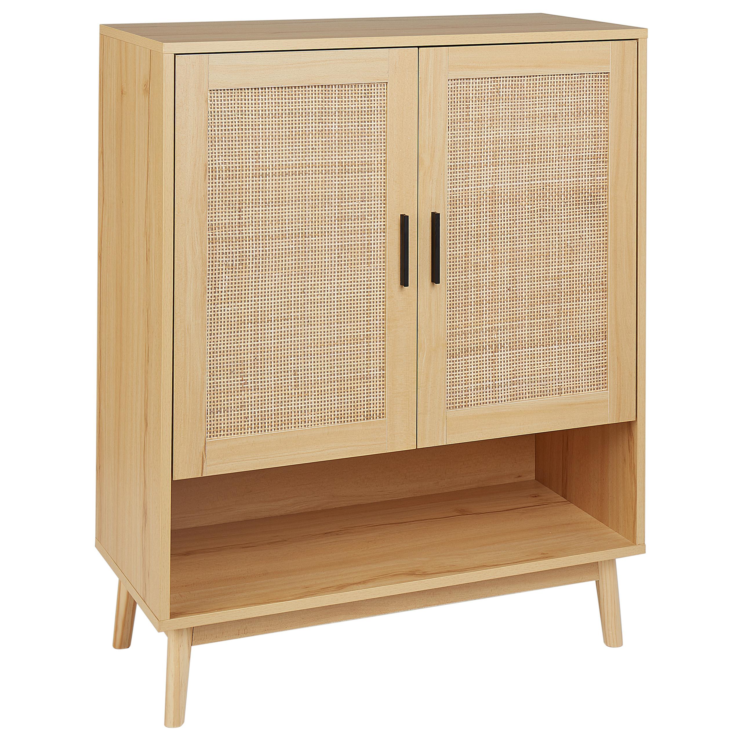 SCHUHSCHRANK Rattan Hellbraun Perote - Hellbraun, Naturmaterialen (80/97/35cm) - Beliani
