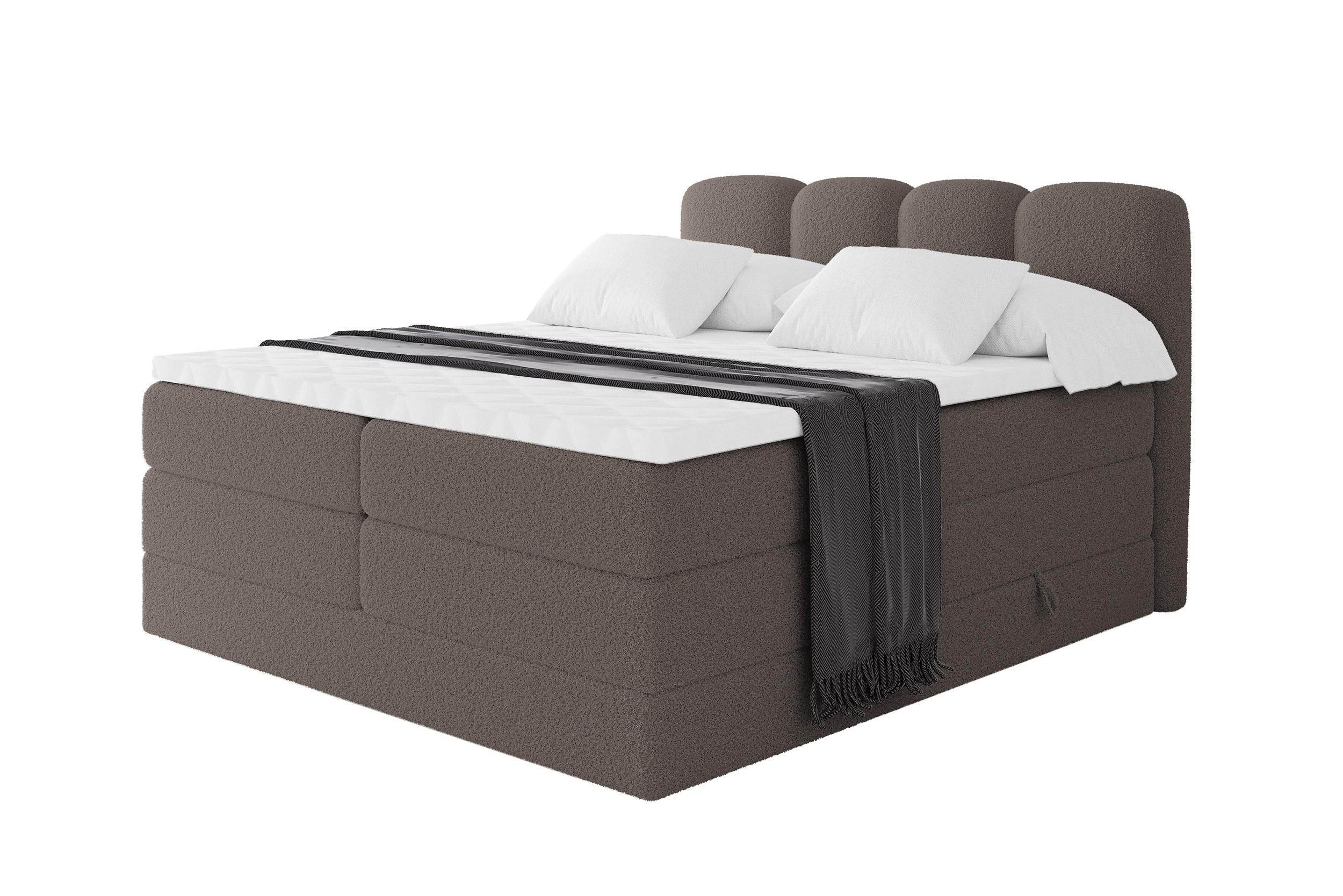BOXSPRINGBETT mit Matratze H3/H4 - NINA KING - 180x200 cm Braun - Braun, Holzwerkstoff (180/200cm) - ALTDECOR