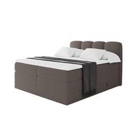BOXSPRINGBETT mit Matratze H3/H4 - NINA KING - 200x200 cm Braun - Braun, Holzwerkstoff (200/200cm) - ALTDECOR