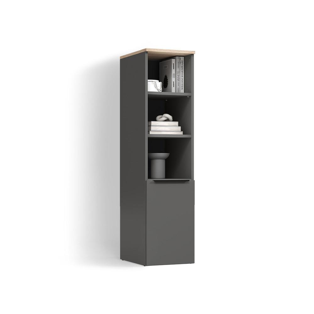 UNIVERSALSCHRANK Piave Anthrazit/Sonoma mit einer Tür - Anthrazit/Sonoma Eiche, Holzwerkstoff (30.2/120/40cm) - Livinity®