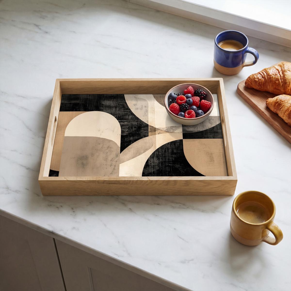 TABLETT Abstrakt - Formen - Modern - Beige 40x30 cm - Beige, Holz (40/5/5cm) - OnlyWow