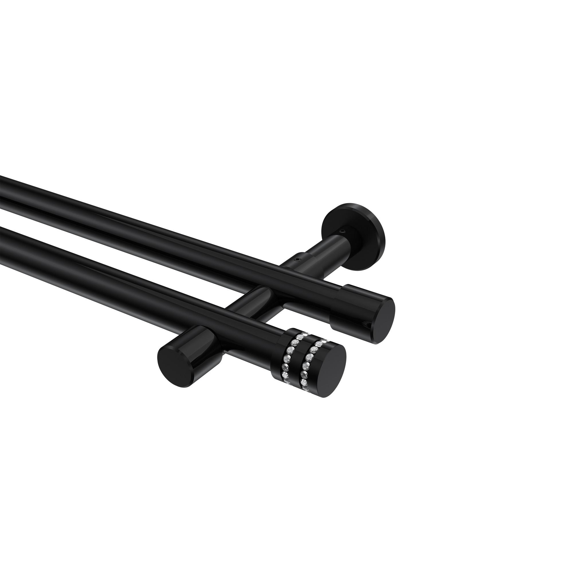 GARDINENSTANGE Prestige Estana 480 cm (geteilt in 3 x 160 cm), 2-läufig (ohne Ringe), 20 mm Ø Schwarz - Schwarz, Metall (480cm) - INTERDECO