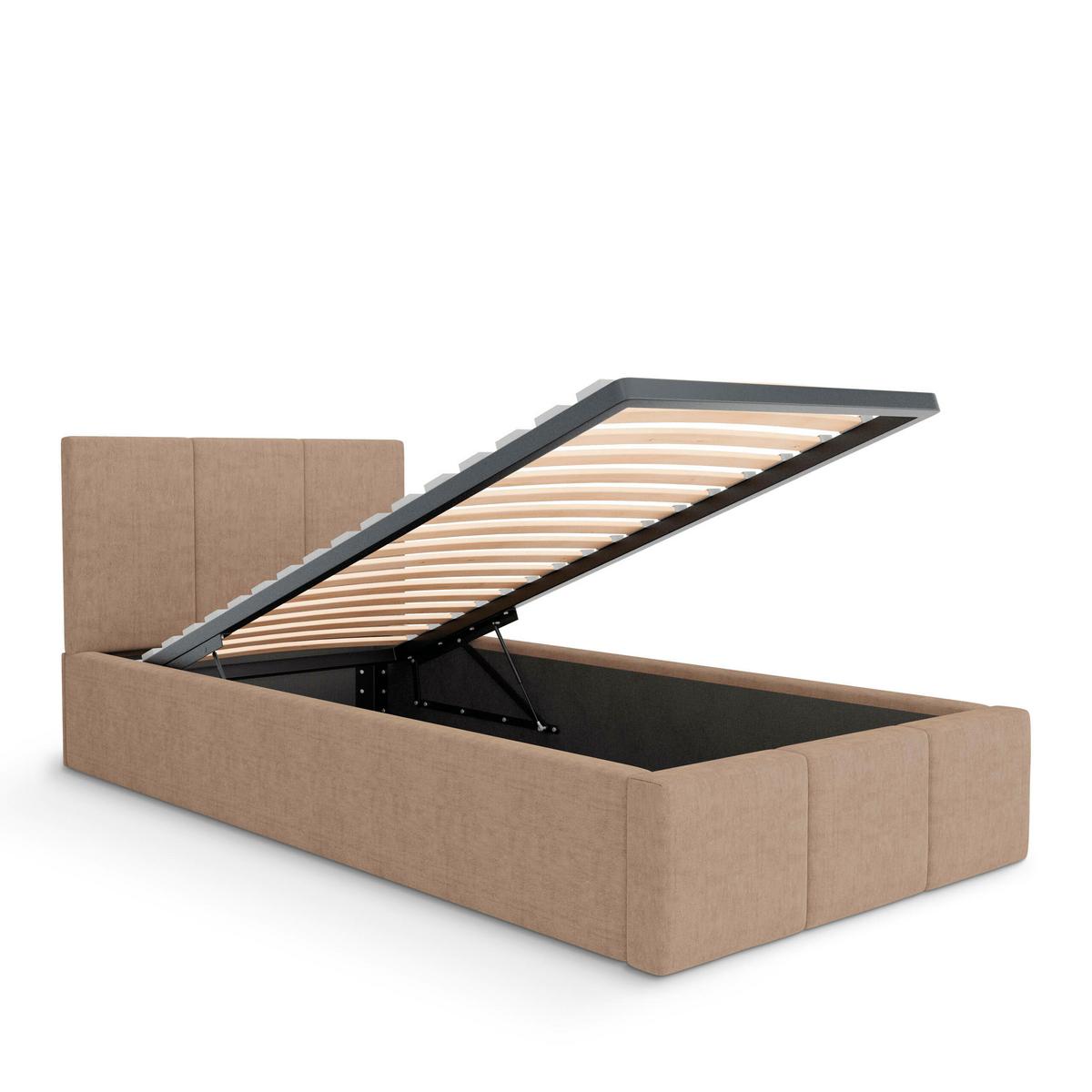 POLSTERBETT für Schlafzimmer Bett mit Stauraum Beige 90x200 - Beige, Holzwerkstoff/Metall (90/200cm) - Muralo