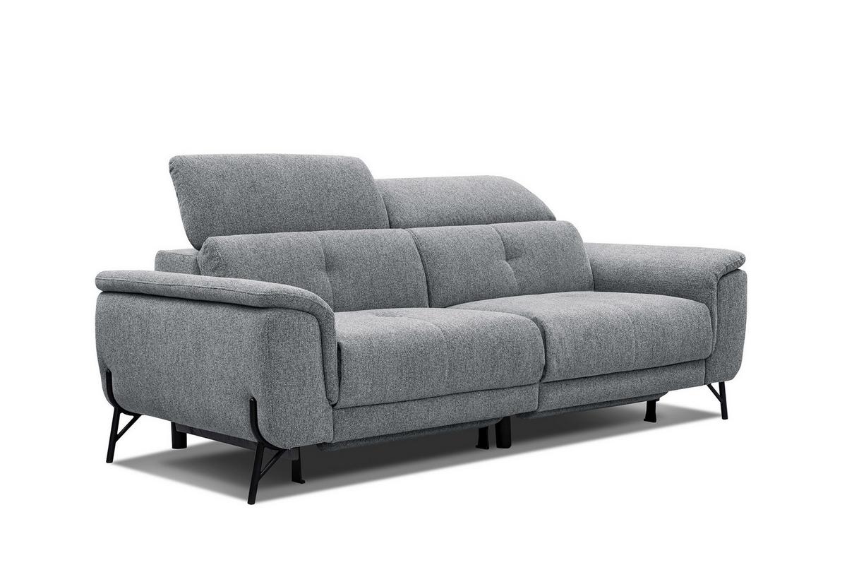 SOFA AVENA 3-Sitzer mit 2 Relaxfunktionen, grau - Grau, Holzwerkstoff/Textil (204/80/108cm) - Wozimo