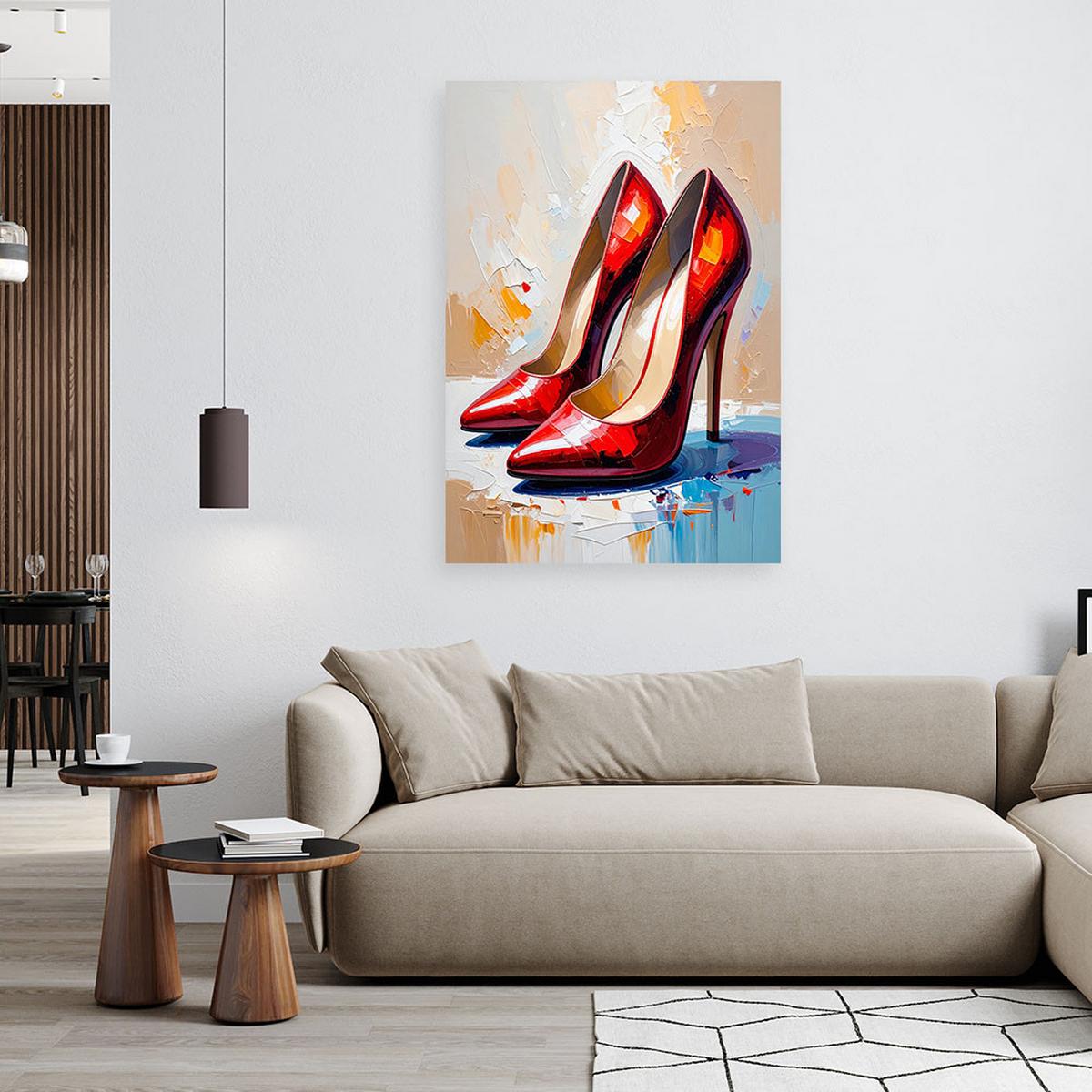LEINWANDBILD Rote High Heels 40x60cm - Rot, Textil (40/60cm) - Feeby