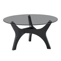 COUCHTISCH rund (Ø 80cm) aus schwarzem Holz und bernsteinfarbenem Glas - Schwarz, Glas (80/80/42.2cm) - Urban Meuble