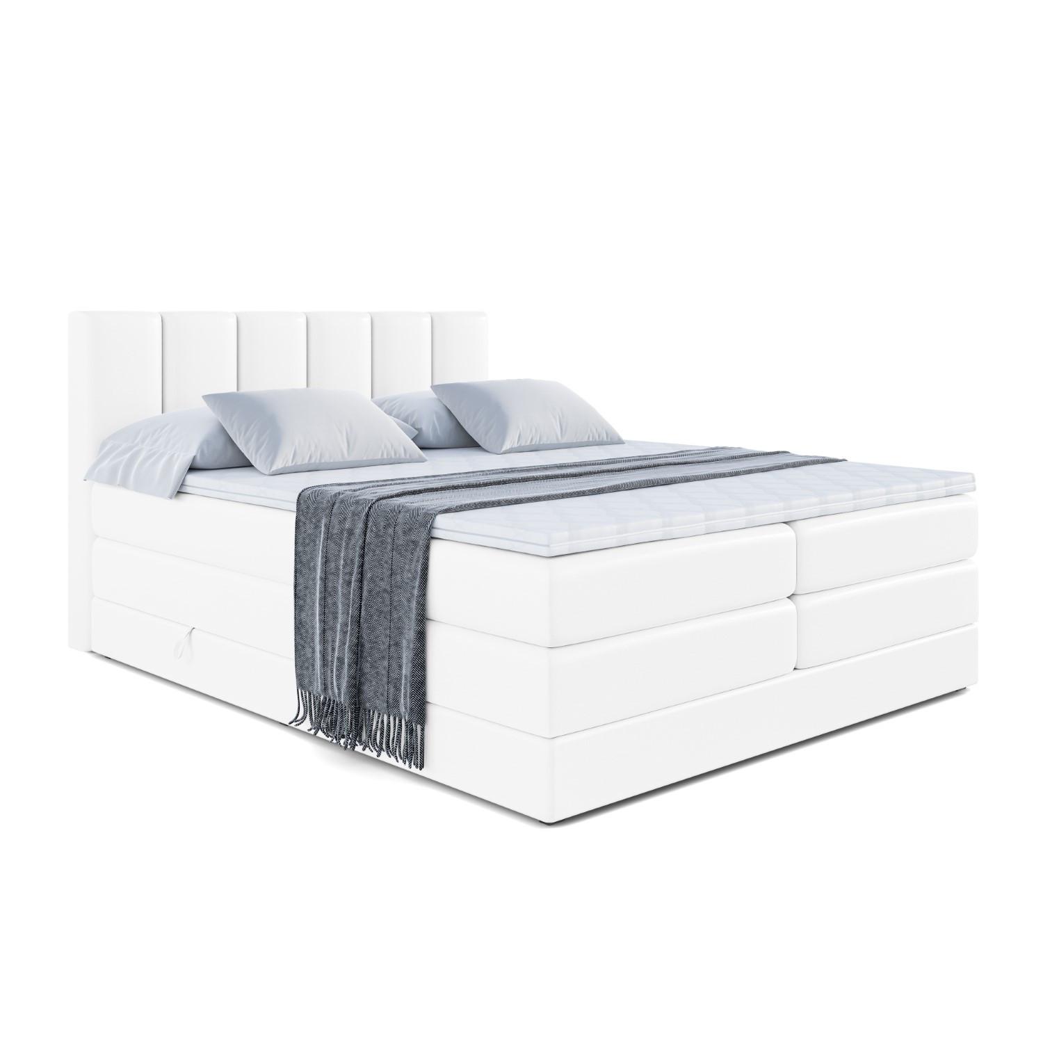 BOXSPRINGBETT BOXI1 KING - 200x200 - H3/H4 - Weiß Hochglanz - Weiß Hochglanz, Holzwerkstoff (200/200cm) - ALTDECOR