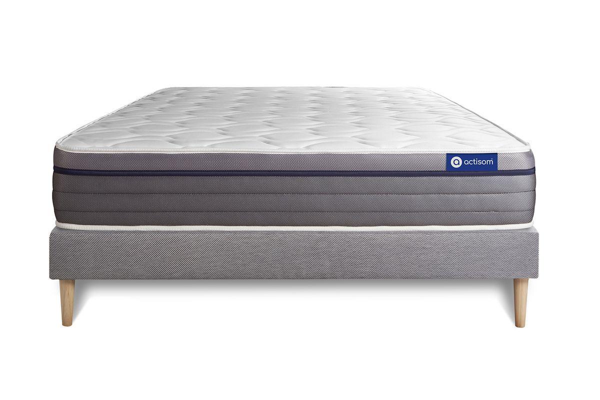 BETT Actilatex zen Latex und Memory-Schaum 180 x 200 cm h1 - Kit Bettgestell Grau - Beige/Grau, Karton/Holz (180/200cm) - ACTISOM