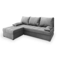 ECKSOFA RITA M Hellgrau Velours-Stoff mit Schlaffunktion - Hellgrau/Grau, Holz/Kunststoff (200/141cm) - MASSENO