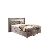 BOXSPRINGBETT Bett Elektrisch Armando - Graubraun, Holzwerkstoff/Textil (140/200cm) - Fun Möbel