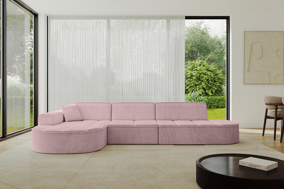 ECKSOFA Ottomane Links TARO-L2 - 328x171x79,5 cm Rosa - Rosa, Holzwerkstoff/Textil (328/171cm) - ALTDECOR