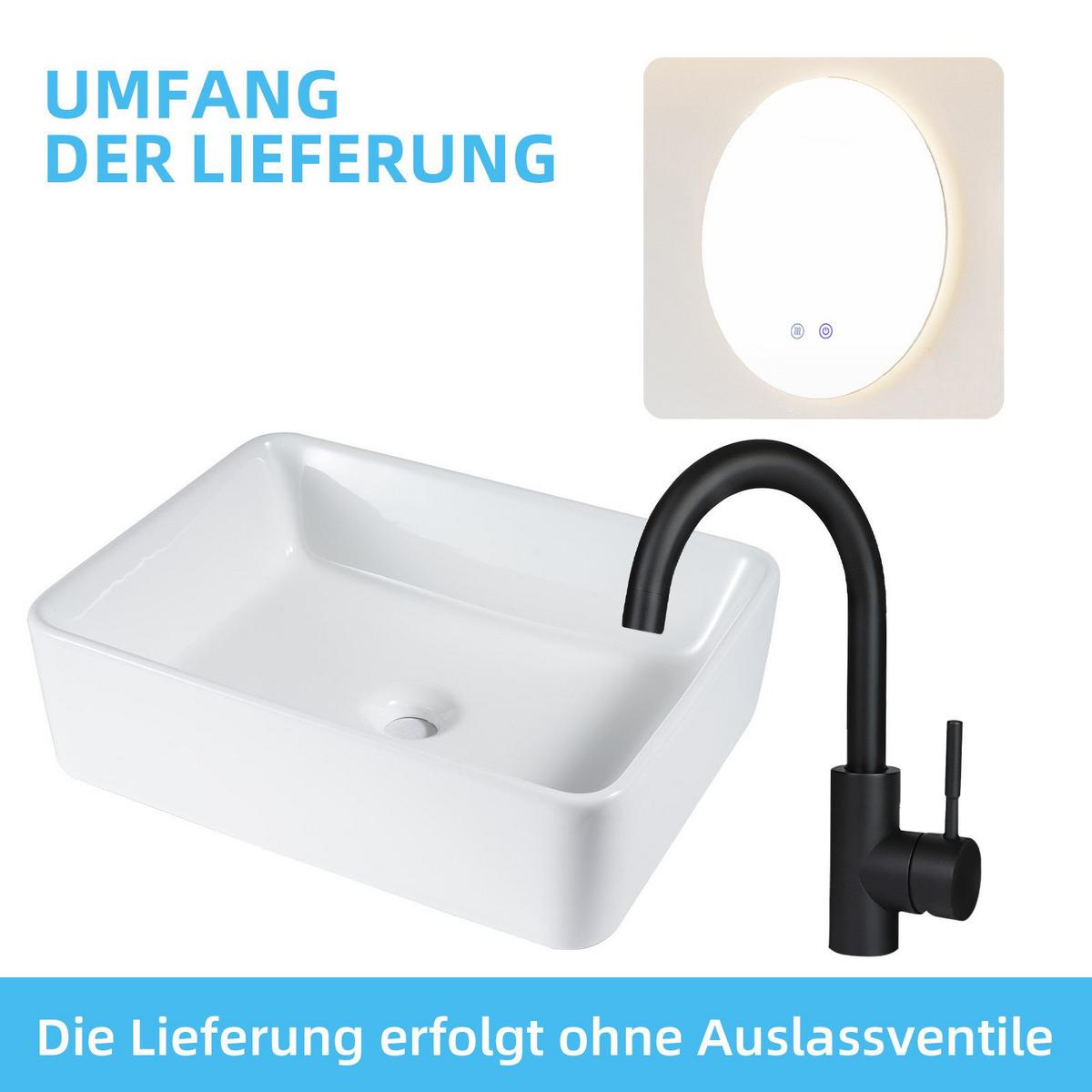 WASCHBECKEN Krythyn 48/37/13.5 cm - Weiß, Keramik (37/13.5/48cm) - ZMH