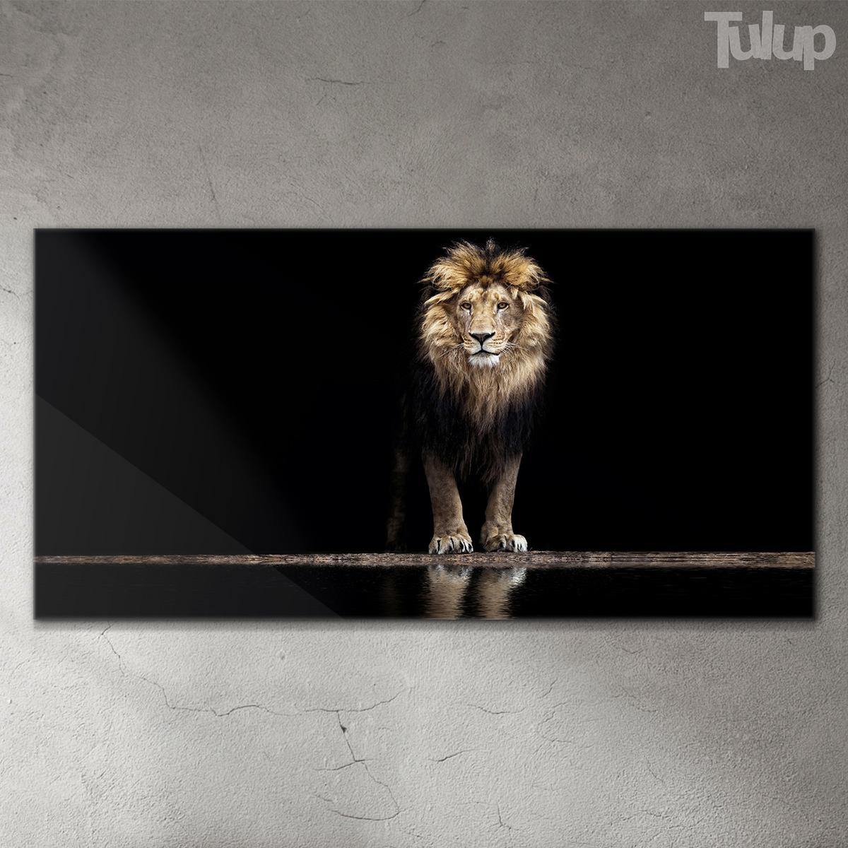 GLASBILD 120x60 cm Wildes Tier - Hellbraun/Schwarz, Glas (120/60cm) - TULUP