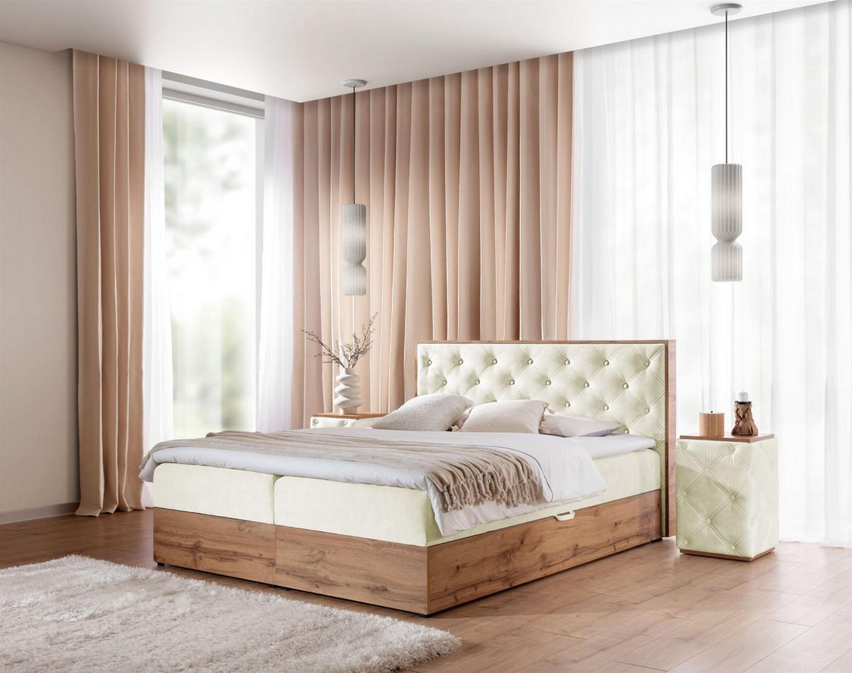 BOXBETT Maximo In überlänge - Creme, Holzwerkstoff/Textil (160/220cm) - Fun Möbel