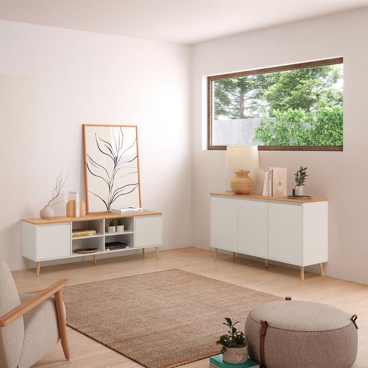 SIDEBOARD Desi 3 türen Weiß - Weiß, Holzwerkstoff (140/80/40cm)