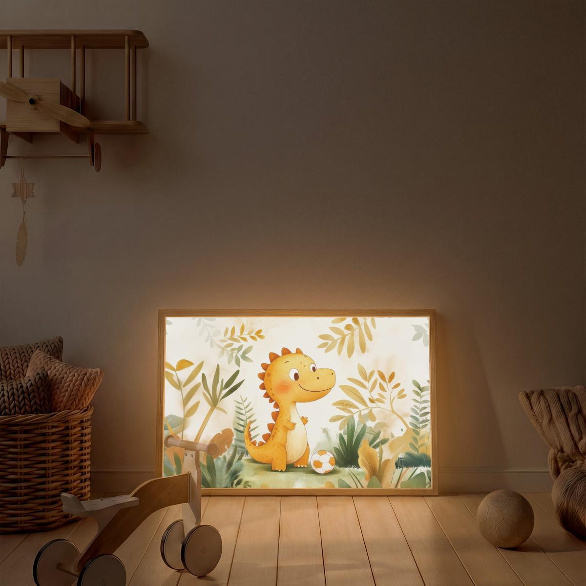 NACHTTISCHLAMPE MIT AKKU Dino - Fußball - Orange 100x70 cm - Beige, Holzwerkstoff (8/100/70cm) - OnlyWow