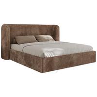 POLSTERBETT EMORA CLASSIC 140/200 - Braun Cord - Multipocket-Matratze - Braun, Textil (140/200cm) - MKS