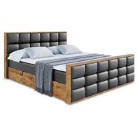BOXBETT mit Matratze H3 und Lattenrost - LOLLI2-Z - 180x200 - Schwarz Kunstleder - Schwarz, Holzwerkstoff (180/200cm) - ALTDECOR