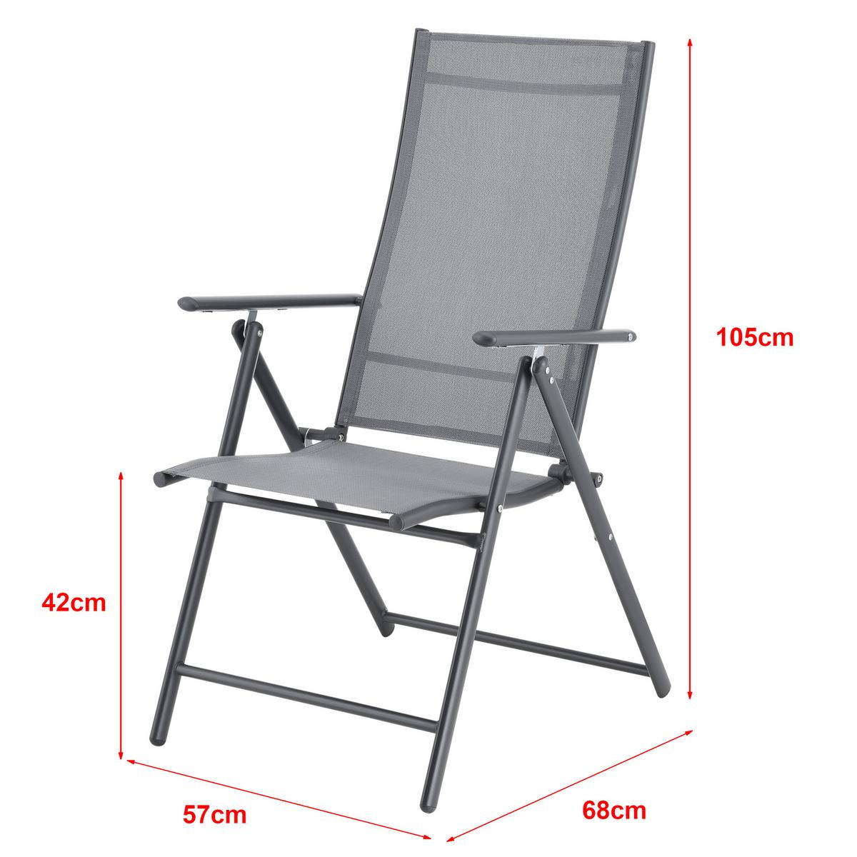 GARTENSTUHL-SET 2 TLG. Kalamata - Hellgrau, Metall (57/105/68cm) - [en.casa]