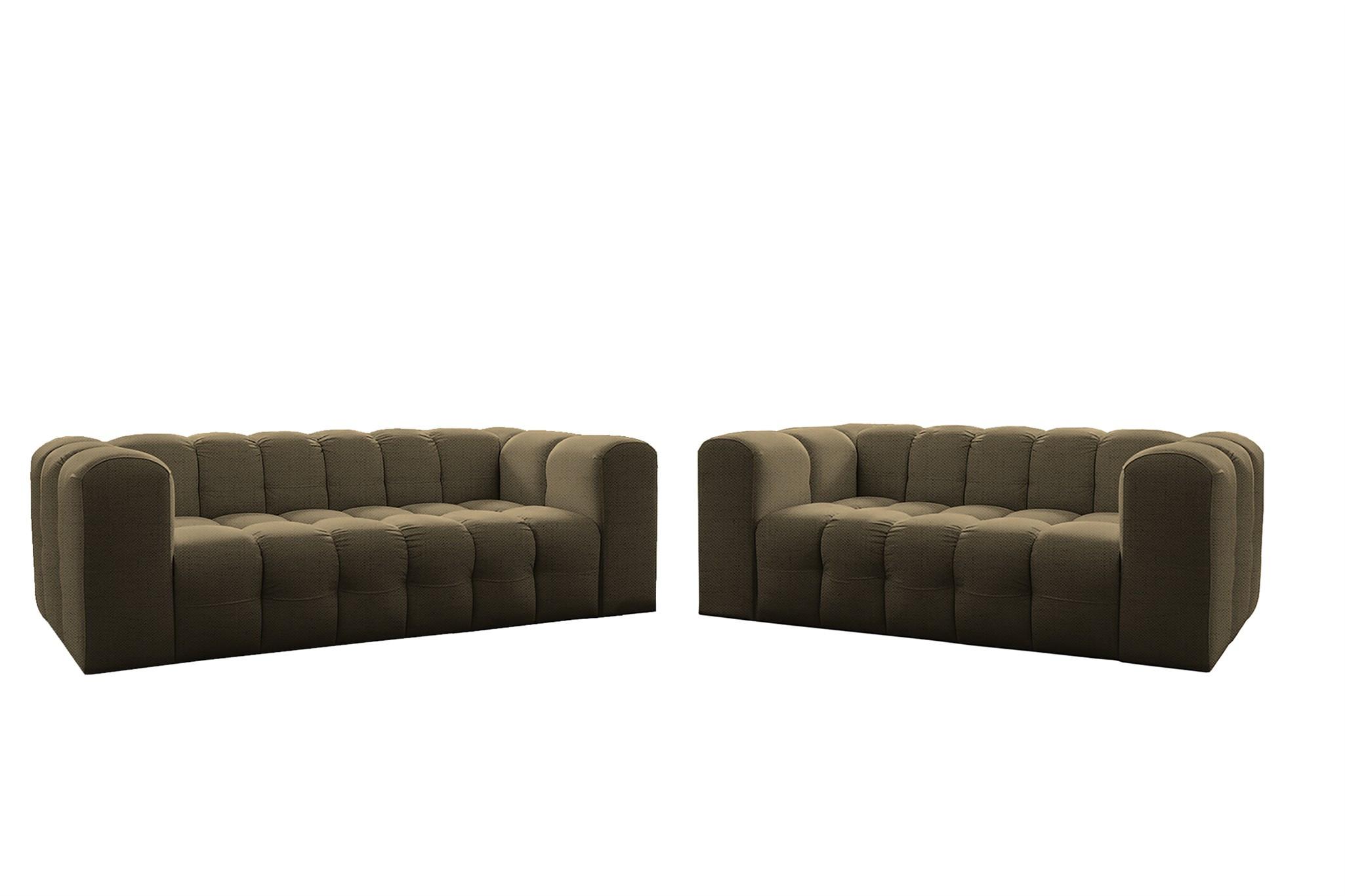 SOFASET Solvie 2-3 In Moly - Grün, Holzwerkstoff/Textil (230/75/106cm) - Fun Möbel