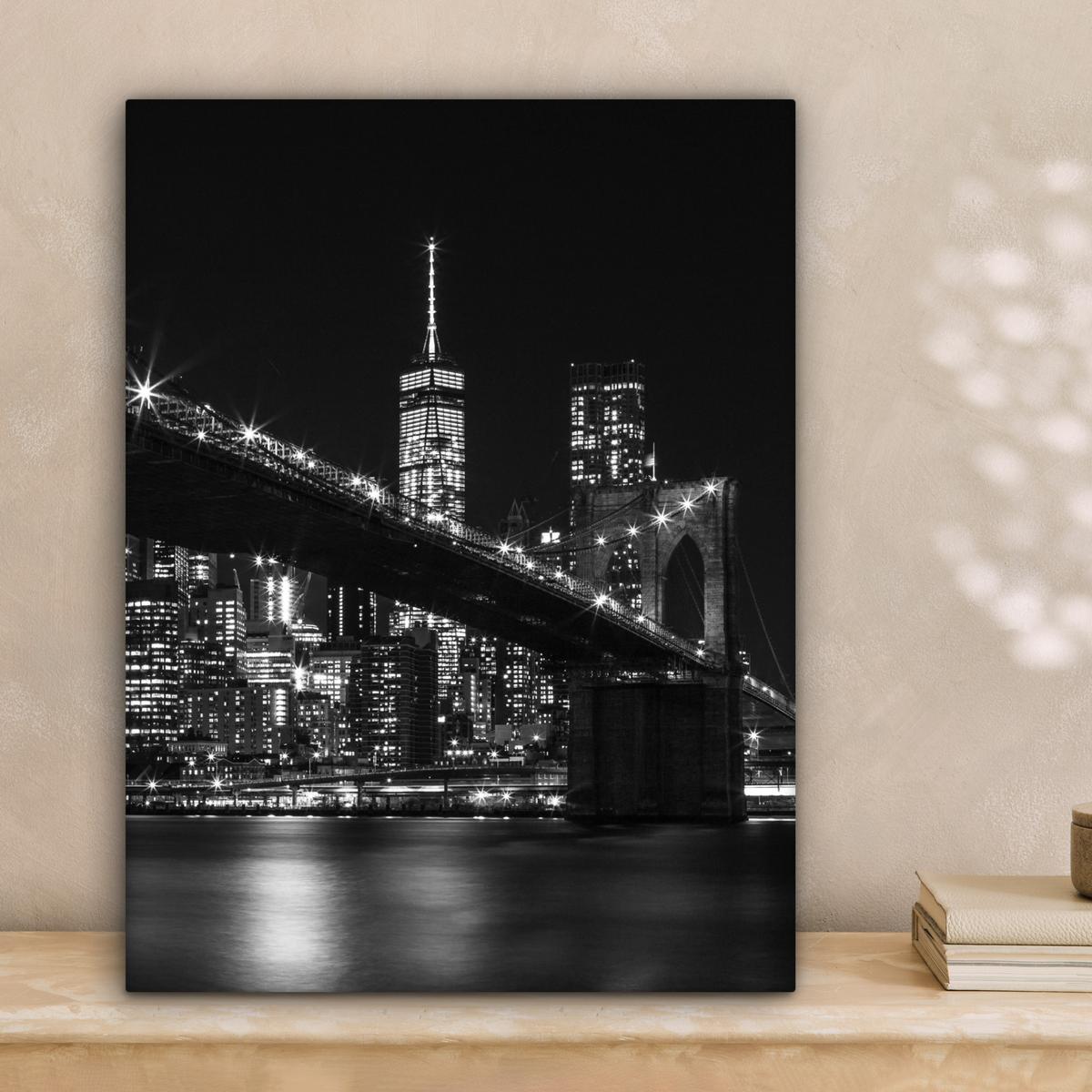 LEINWANDBILD New York - Brooklyn - Brücke Room Decor 30x40 cm - Schwarz, Textil (30/40cm) - MuchoWow