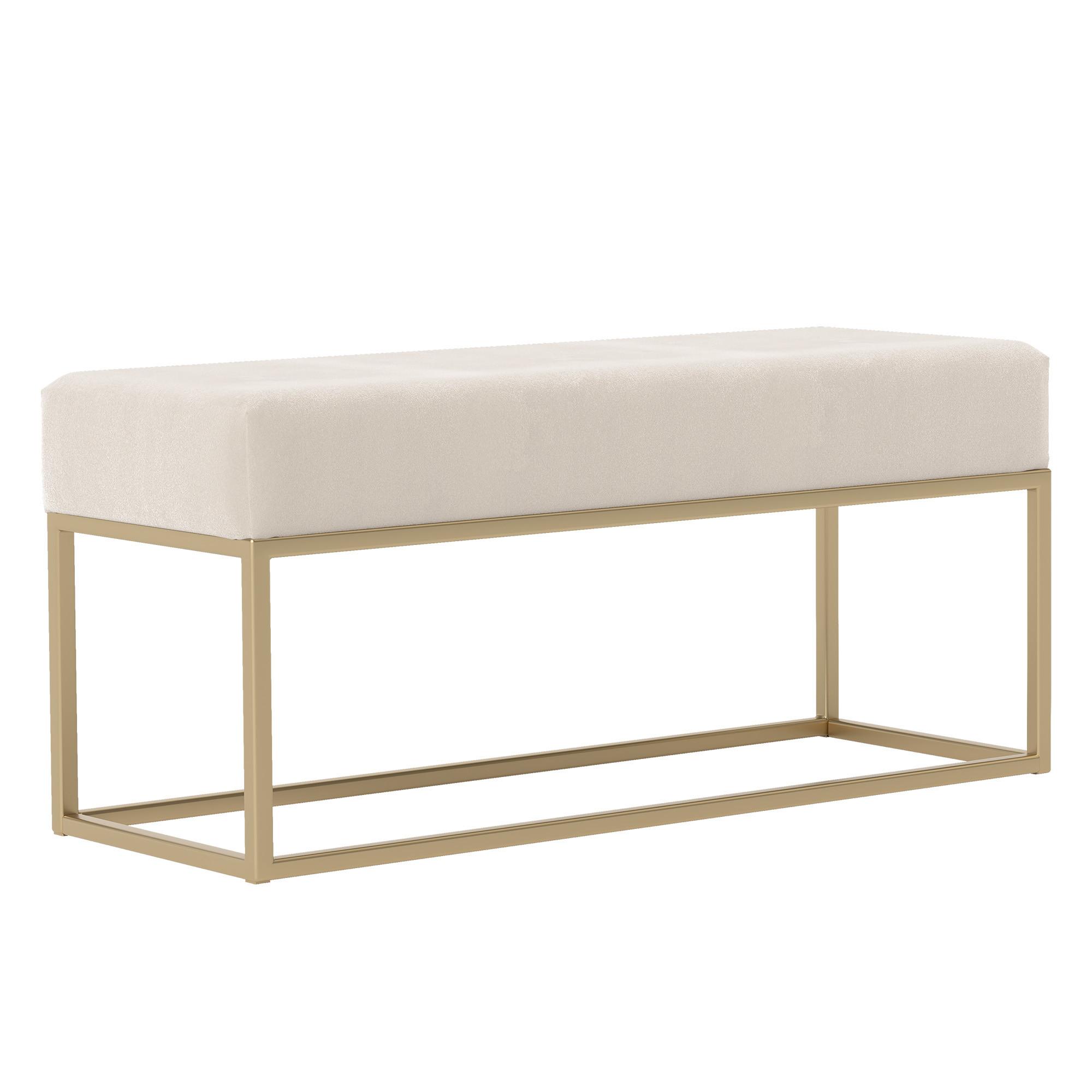POLSTERBANK STELLA 100 cm Metallgestell, Gold / Beige - Beige, Textil/Metall (100/44/30cm) - Idohome