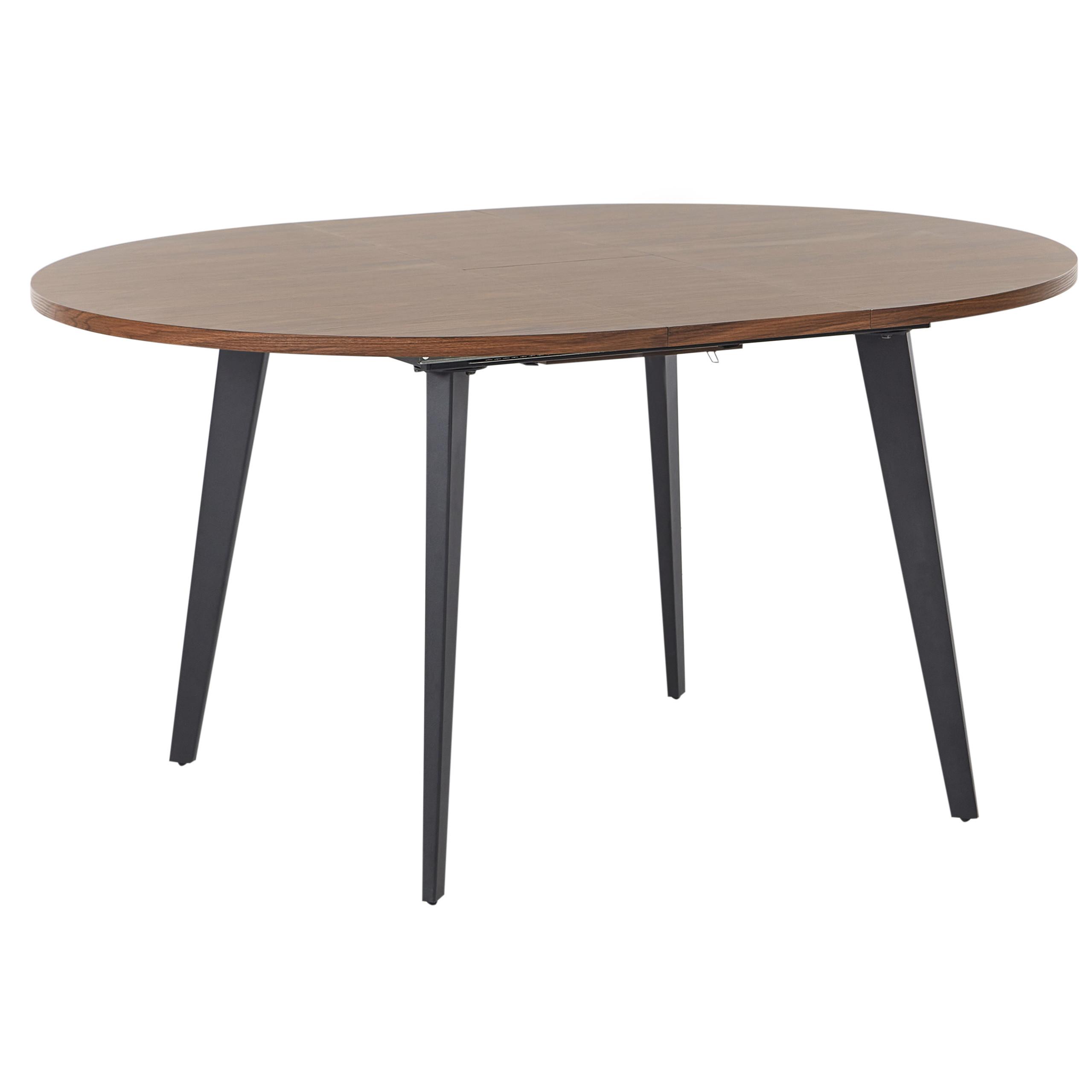 AUSZIEHBARER-ESSTISCH 120/150-120 cm Dunkler Holzfarbton/Schwarz Bovina - Dunkelbraun/Schwarz, Holzwerkstoff (120/120/75cm) - Beliani