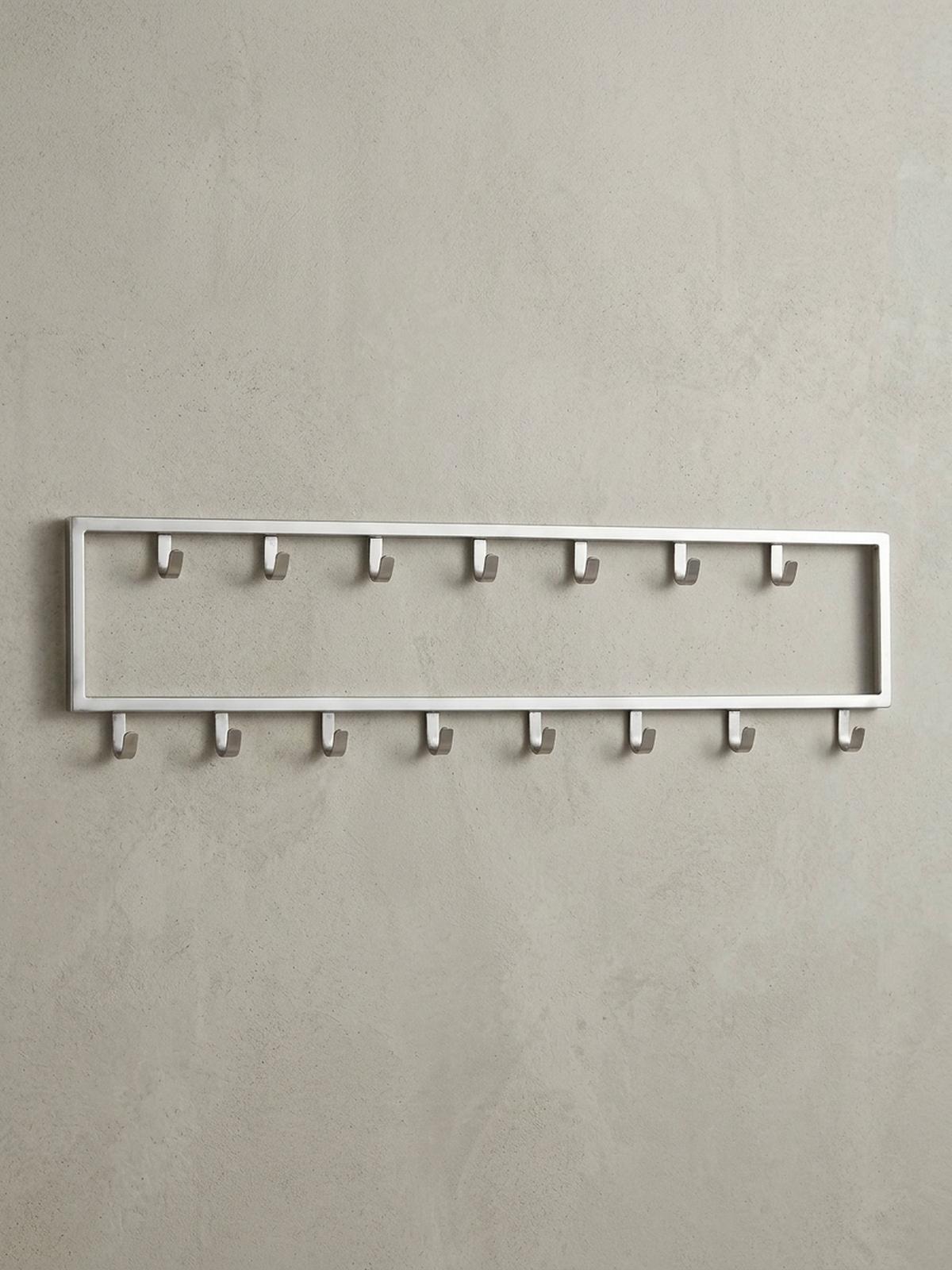 WANDGARDEROBE Metall Silber Modern mit 15 Haken - Silberfarben, Metall (80/20/4cm) - KADIMA DESIGN