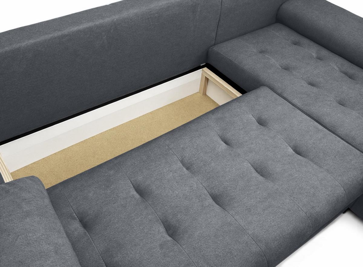 ECKSOFA L Form Manisa Dunkelgrau 234/145/83 cm Rechts mit Schlaffunktion - Dunkelgrau/Silberfarben, Kunststoff/Textil (234/145cm) - AX Living