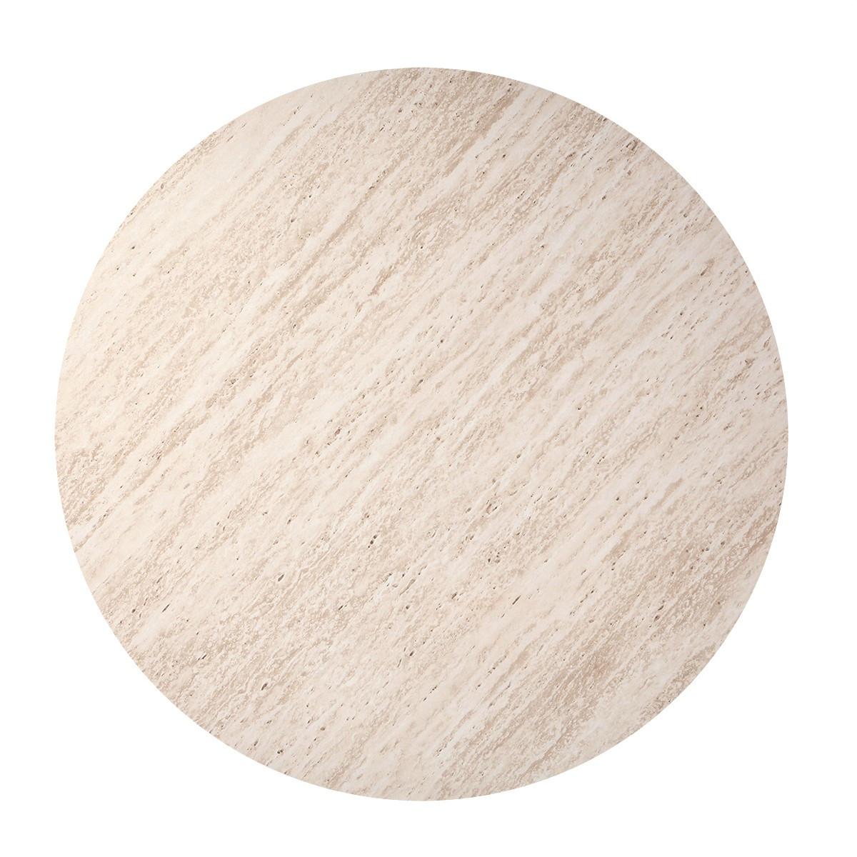 COUCHTISCH mit runder Tischplatte im Travertin-Optik 70/70/42 cm - Beige, Holzwerkstoff (9.5/70/42cm) - Calicosy