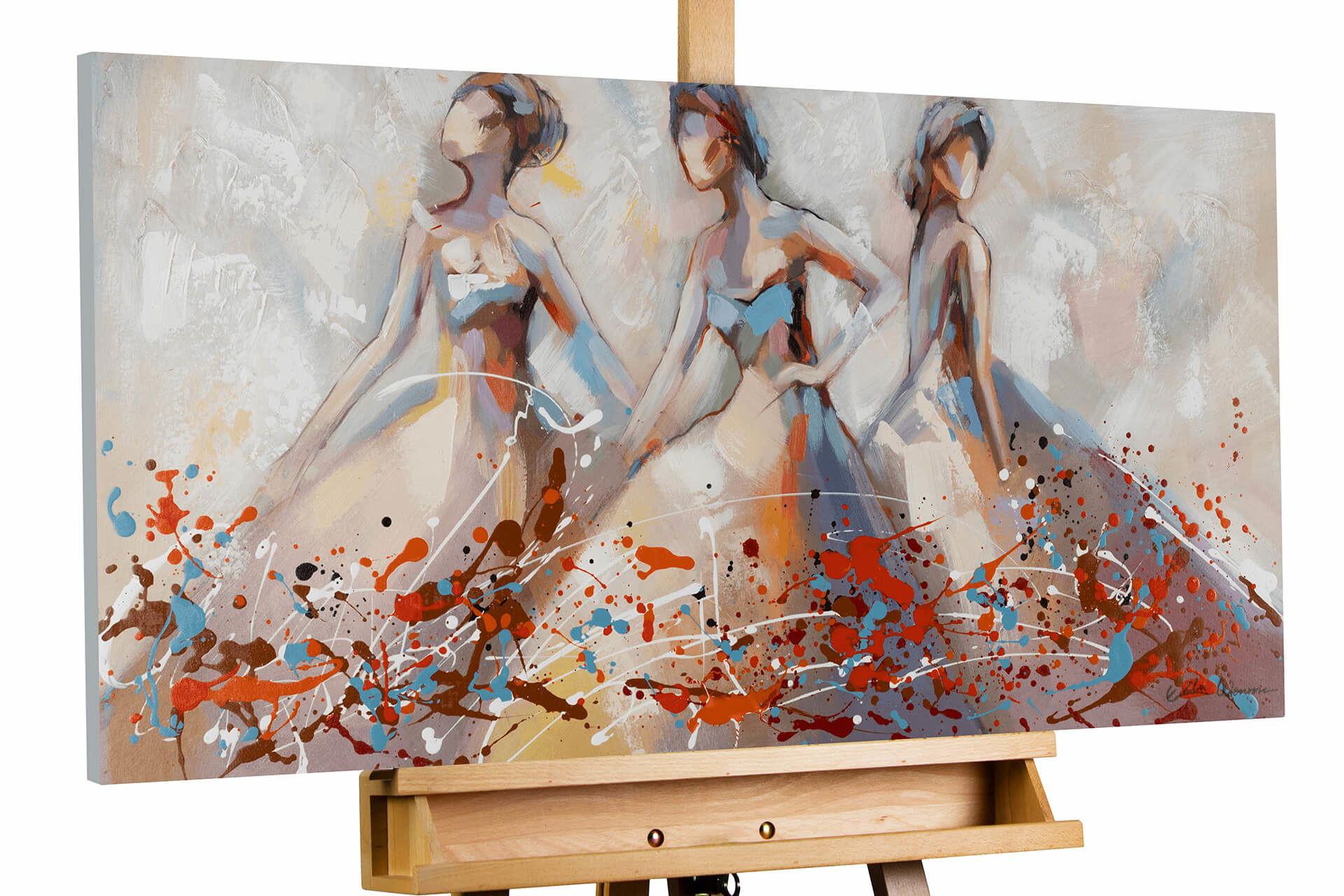 ACRYLBILD HANDGEMALT 100/50 cm - Beige/Rot, Holz/Textil (100/50cm) - KUNSTLOFT