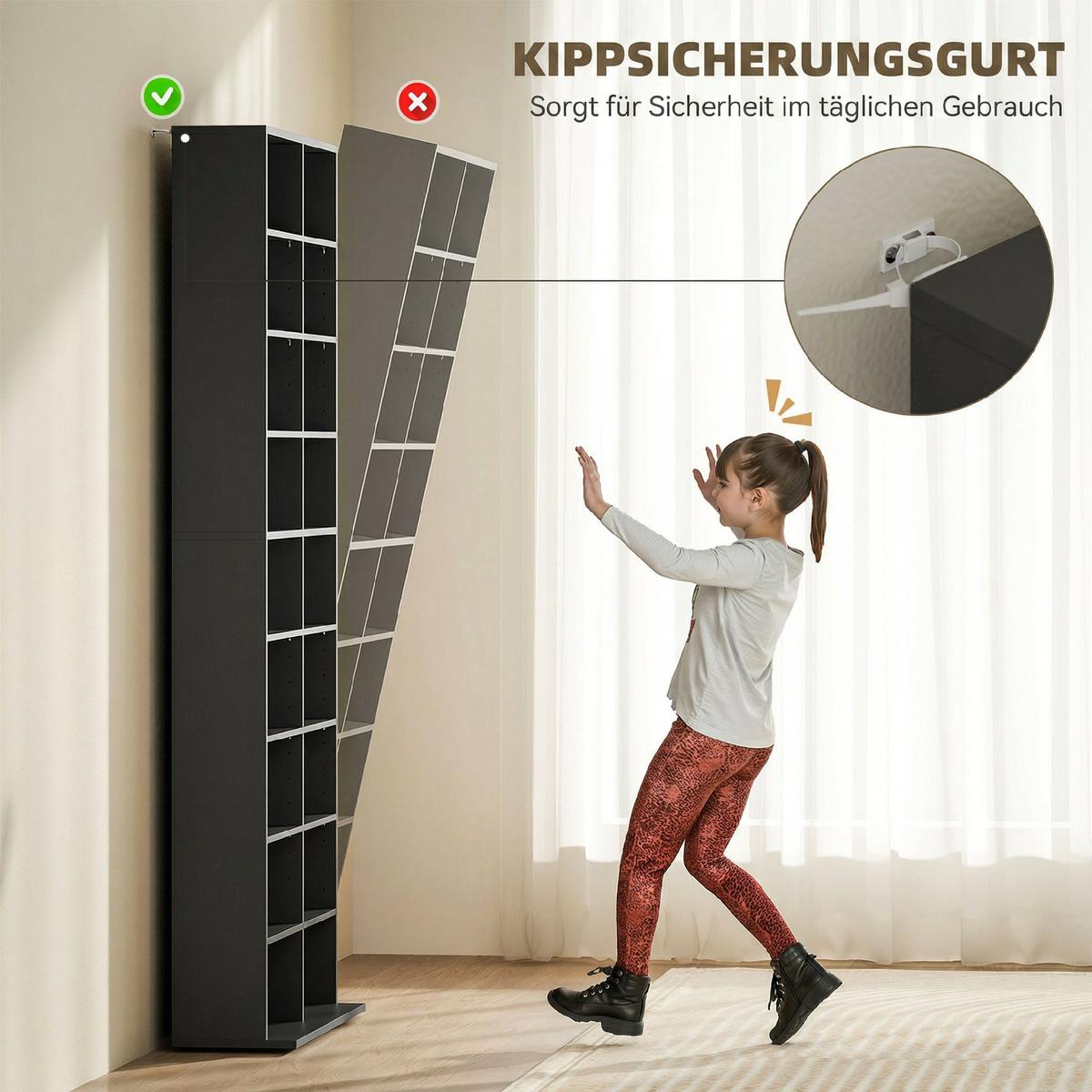 CD-REGAL Spanplatte Schwarz - Schwarz, Holzwerkstoff (24/175/78.5cm) - HOMCOM