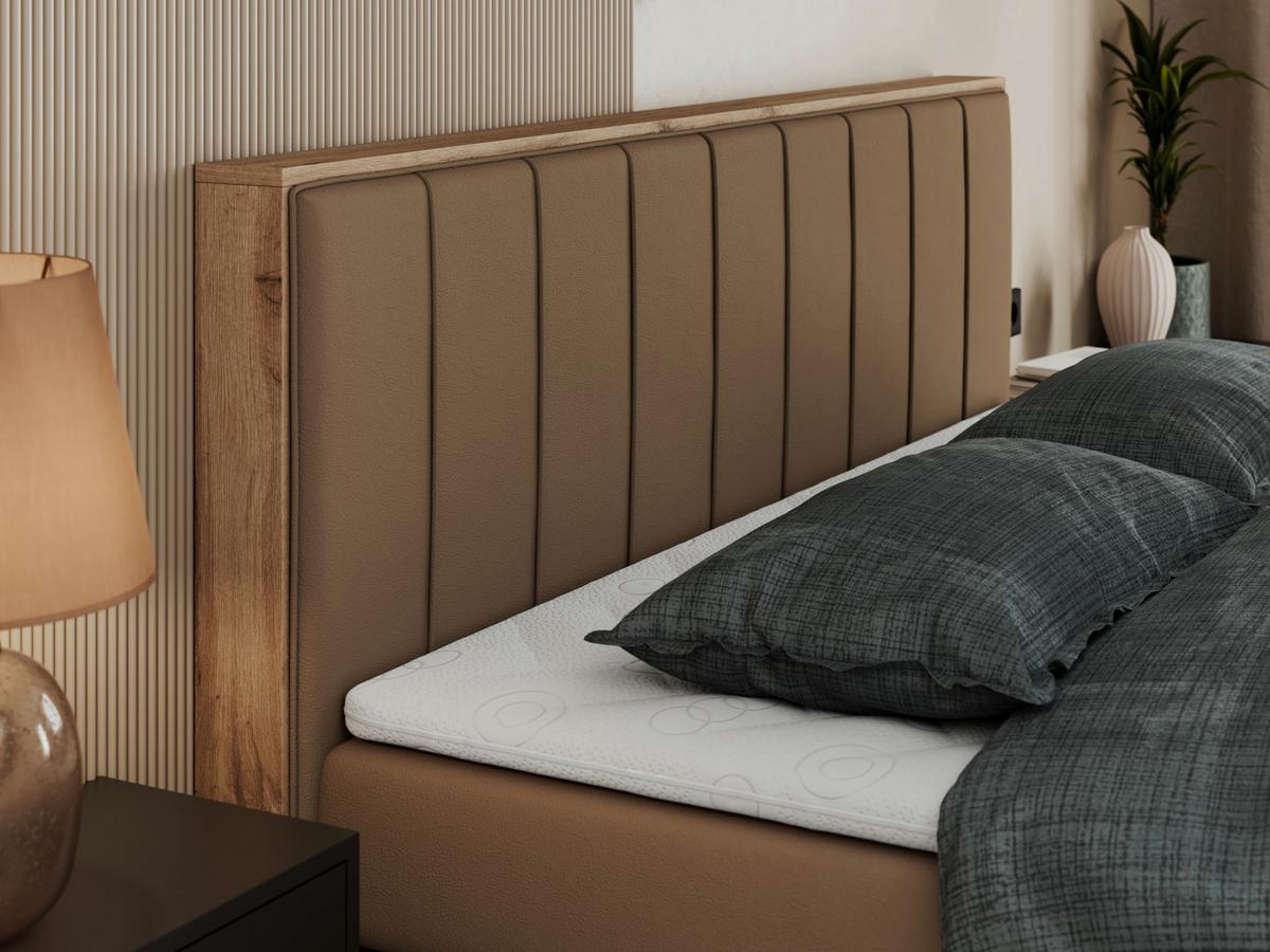 BOXSPRINGBETT BELLISSIMO KING 140/200 Braun Kunstleder - H4 - Braun, Holz/Textil (140/200cm) - MKS