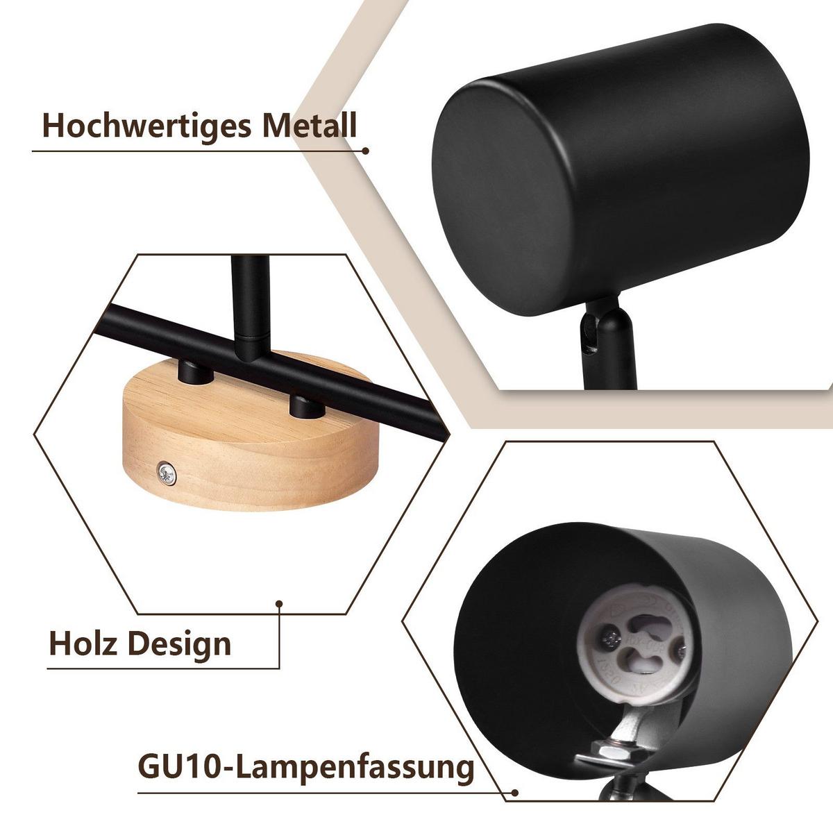 DECKENSTRAHLER Schwäbisch 3-flammig 42.5/6.5/16.5 cm - Schwarz, Metall (42.5/6.5/16.5cm) - Nettlife