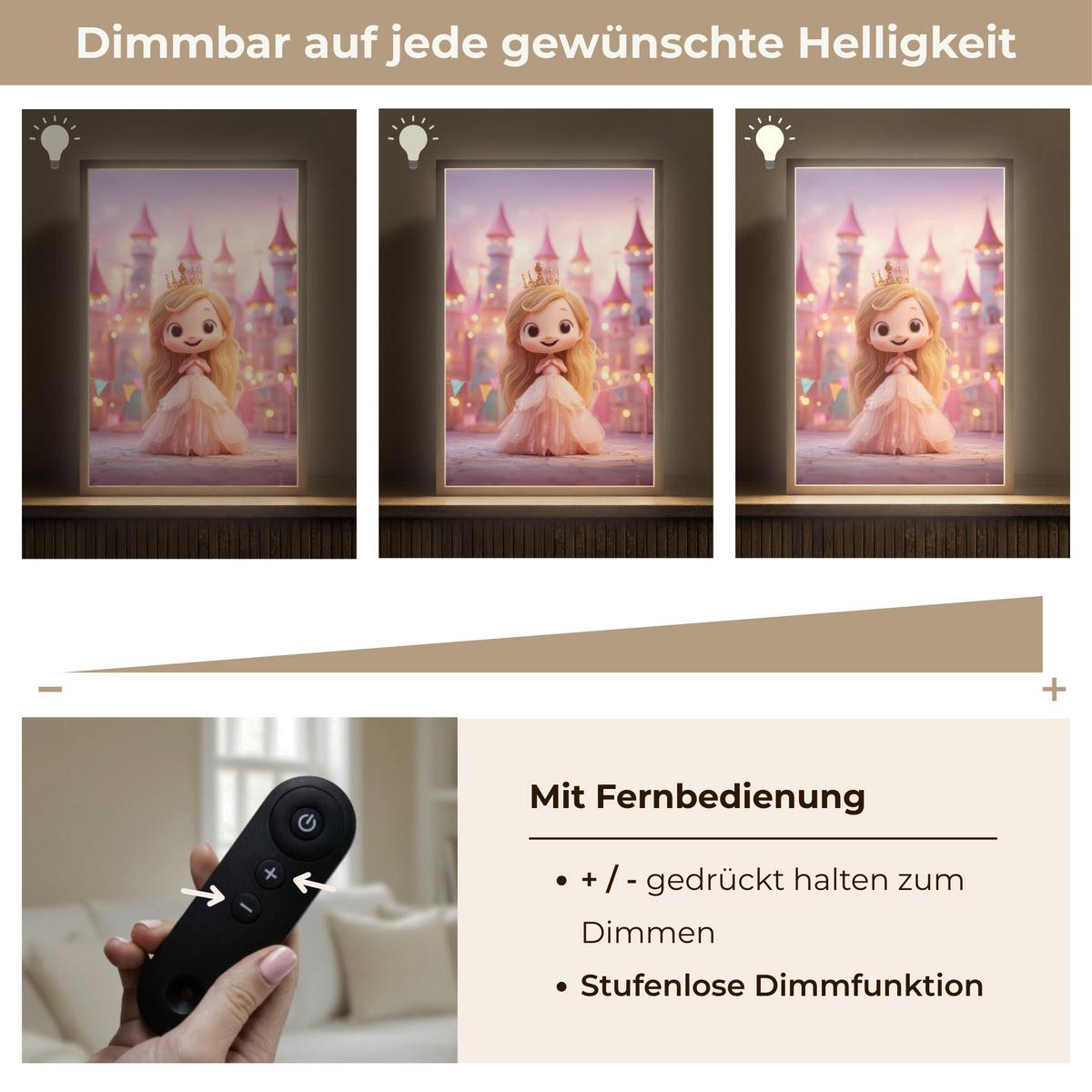 NACHTTISCHLAMPE MIT AKKU Prinzessin - Rosa - Schloss 40x60 cm - Rosa, Holzwerkstoff (8/40/60cm) - OnlyWow