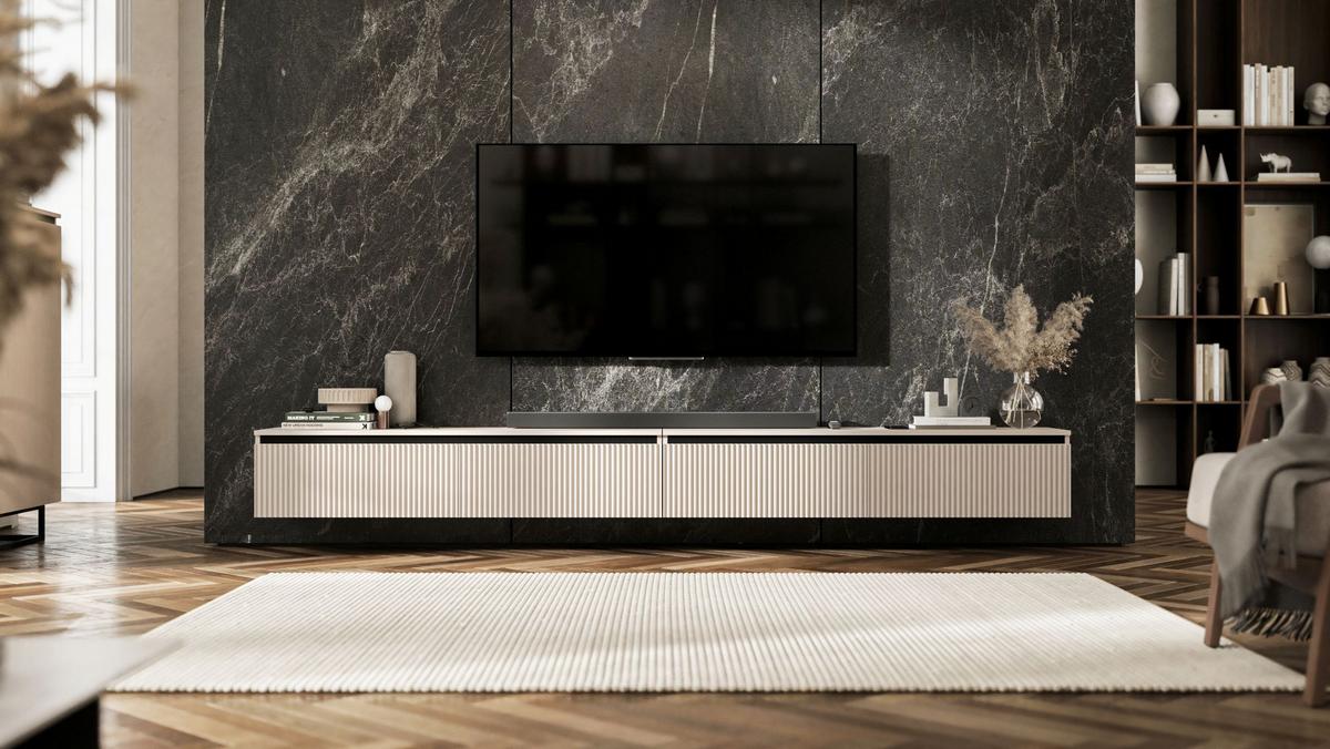 TV-LOWBOARD 2-er Set Selene Kaschmir Matt Glamour 140 cm - Kaschmir, Holzwerkstoff (280/30/35cm) - Meble Lindner
