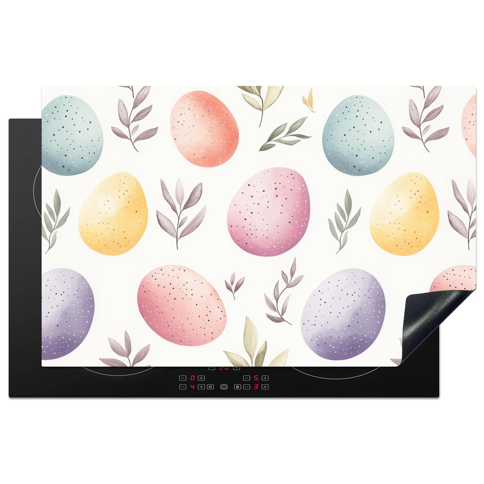 HERDABDECKPLATTE Eier - Bunt - Muster Induktionsmatte 81x52 cm - Weiß, Kunststoff (81/52/0.2cm) - MuchoWow