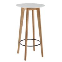 BARTISCH – Skandinavisch, Eiche, rund, 50 kg Belastbarkeit - Weiß/Braun, Eichenholz/Holz (60/60/110cm) - KADIMA DESIGN