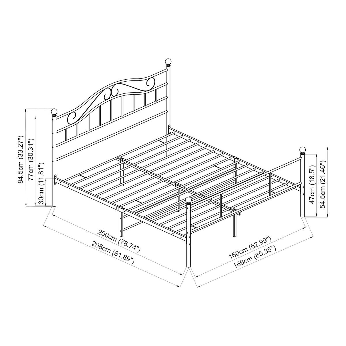 METALLBETT Florenz - Weiß, Metall (160/200cm) - [en.casa]
