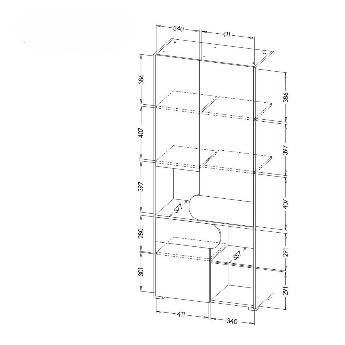 DREHTÜRENSCHRANK ARCADA 80/189,5/38cm 3-türig Eichefarben - Eichefarben/Weiß, Holzwerkstoff (80/189.5/38cm) - MASSENO