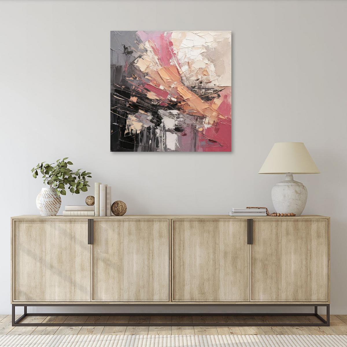 LEINWANDBILD Abstraktion Impression Rosa 60x60cm - Rosa, Textil (60/60cm) - Feeby